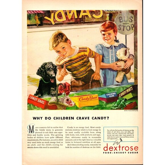 Dextrose Food-Energy Sugar Candy 1946 Vintage Print Ad (L7) - Picture 1 of 3